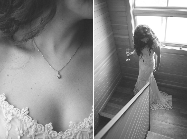 simple bride necklace with lace dress