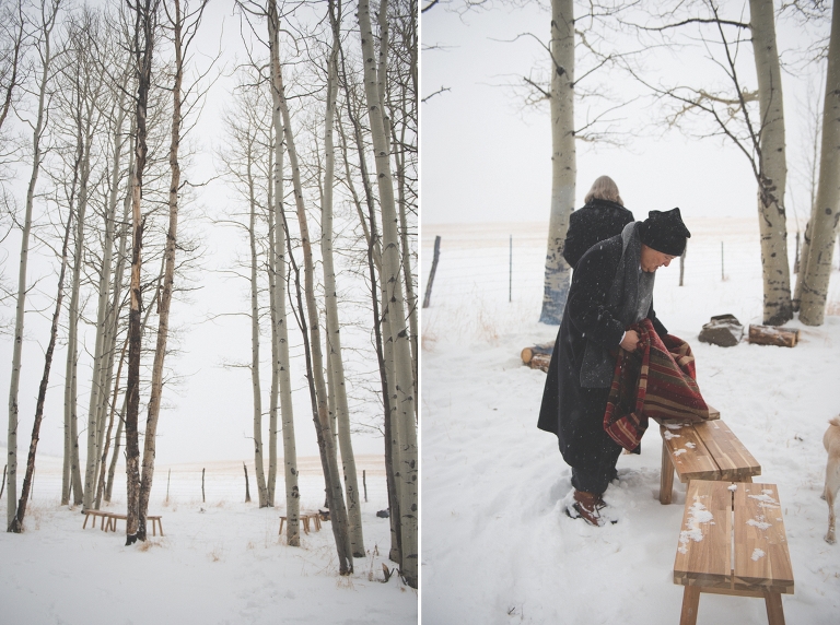 snow ceremony site for a silverthorne elopement