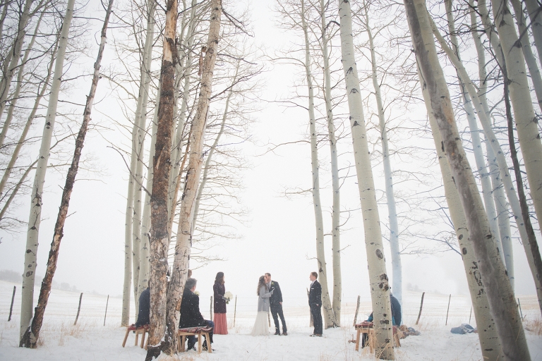 silverthorne elopement in the woods at winter